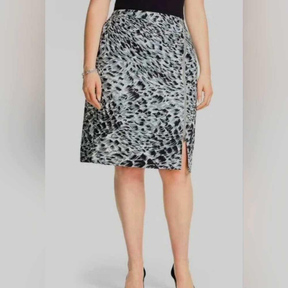 Talbots Womens Skirt Black/white Cheetah Stretch Modern Straight Pencil Size 4P